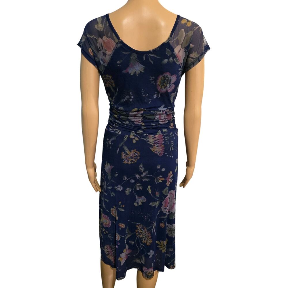 King Louie Blue Floral Print Midi Dress Small - Picture 4 of 6